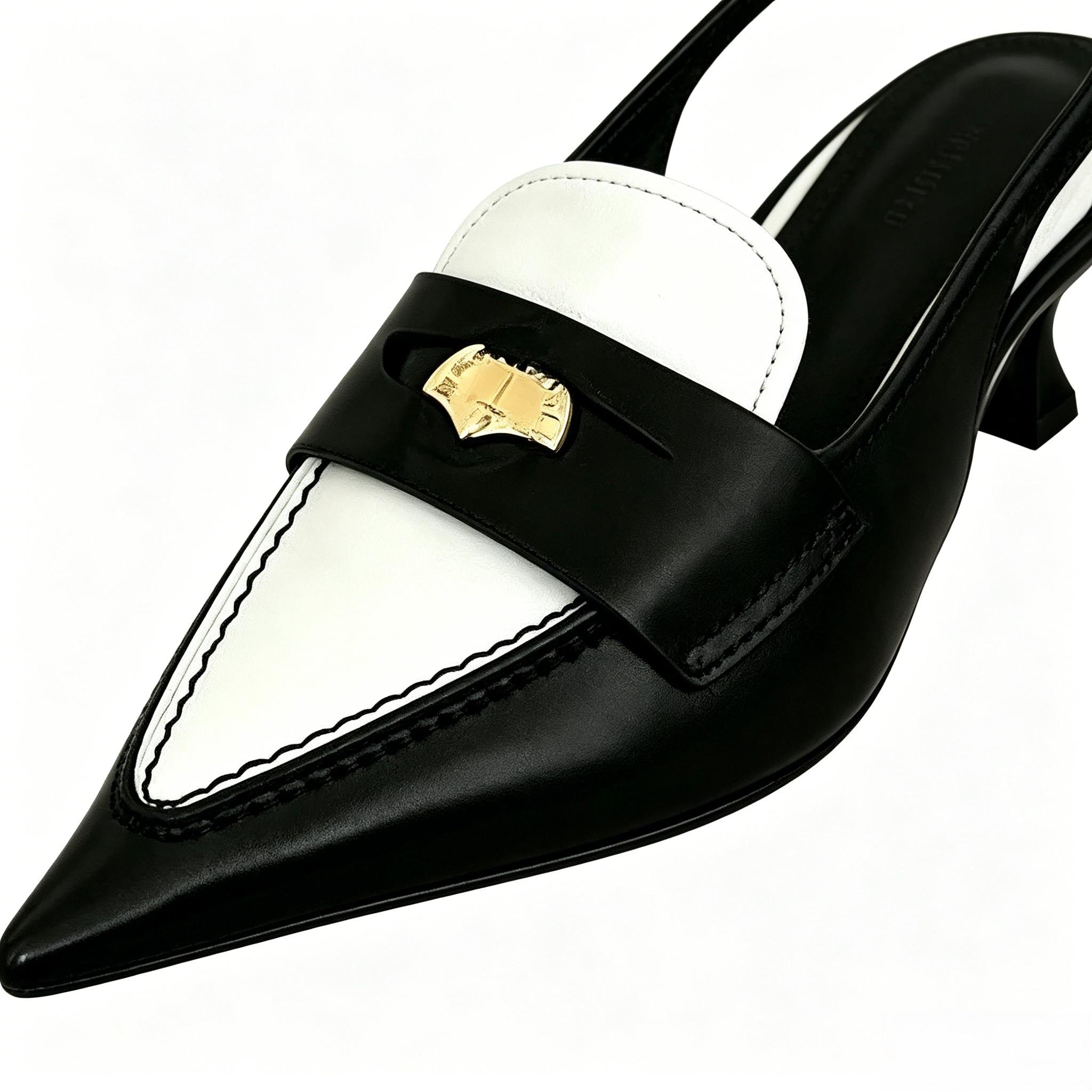 Womens Pointed Toe Sandals Slingback Kitten Heel Pumps Slip On Ankle Buckle Dress Shoes summervibes Office Approved Kitten Heel Slingback Shoes for Women, Black Patent Leather Pointed Toe Low Heels,  black kitten heels, slingback kitten hee