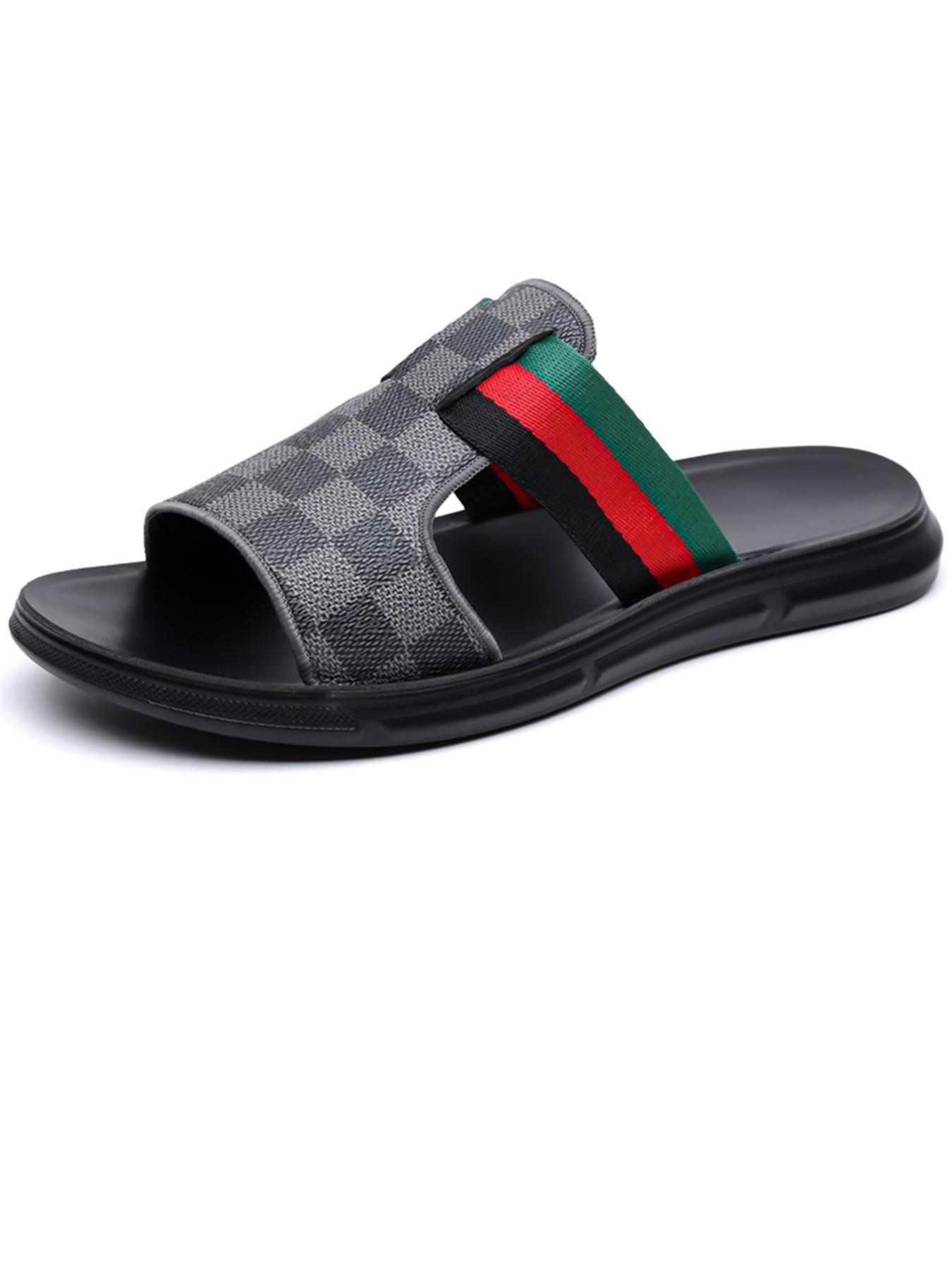 Men's Checkerboard Flip Flops, Webbing, Thick Sole, Outdoor Beach Shoes, Home & Outdoors, Non-Slip, Sizes 39-45, Summer 2026 New Arrival