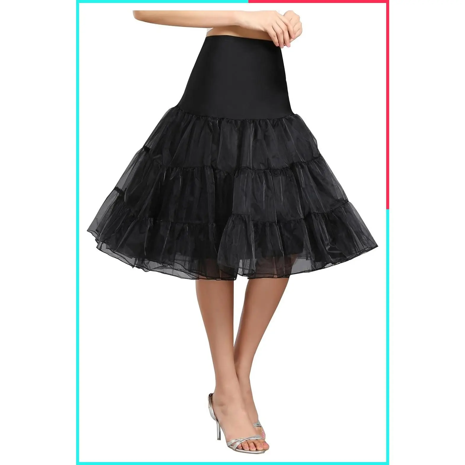 Women's Vintage 50s Rockabilly Petticoat Crinoline Half Slip Tutu Underskirt 25.59 Inches