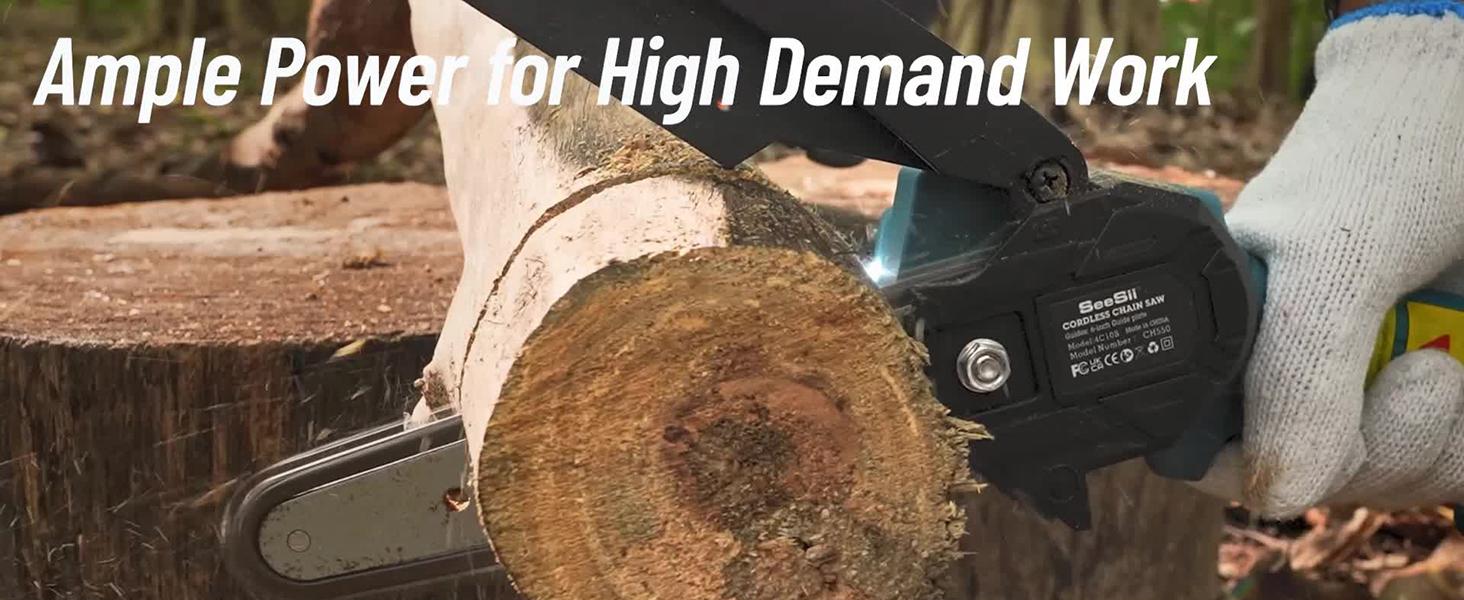 SEESII Mini Chainsaw 4Inch/6Inch, Handheld Electric Power Chain Saw with Battery for Tree Trimming Wood Cutting,Gifts for Father, Dad, Husband, Men CS600B #TikTokShopBlackFriday