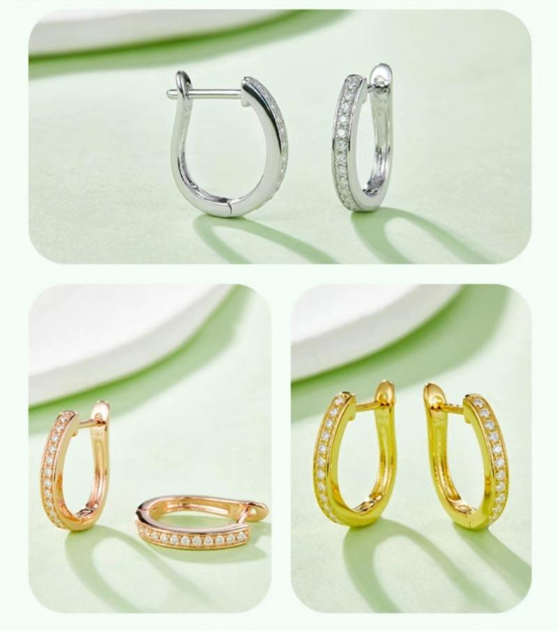 [Unisex Necklace] S925 Single Row Pair of Half Synthetic Moissanite Earrings Unisex Gift