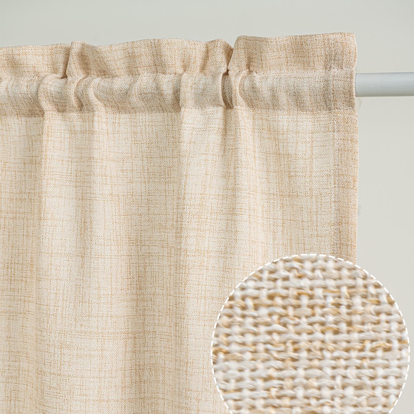 JIT 1PC/2PCS/3PCS linen printed curtains, fresh pastoral style with warm-toned sunflower patterns, semi-transparent rod-pocket type, 195G fabric texture, suitable for kitchens and bedrooms, making your home warmer and cozier, Window Curtain