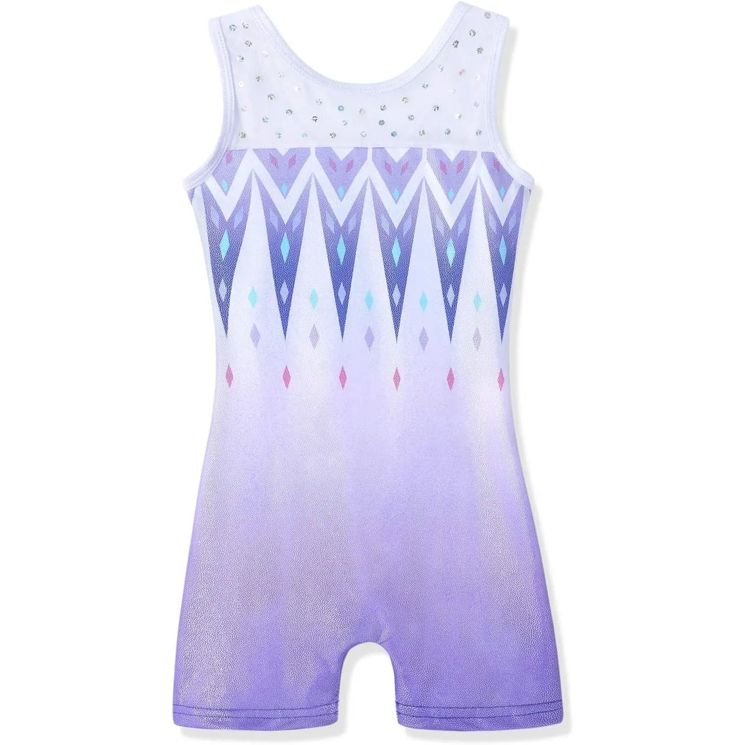 Leotards for Girls Gymnastics Kids Children Biketard Snowflake Ribbon Blue Purple Hot Pink Sparkle