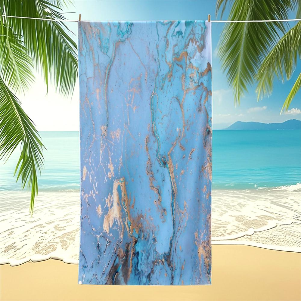 Fluid Ink Watercolor Beach Towel, Niche Artistic Design, Quick Dry Skin-friendly Lightweight Portable, Perfect for Seaside Vacation Photoshoot Daily Use