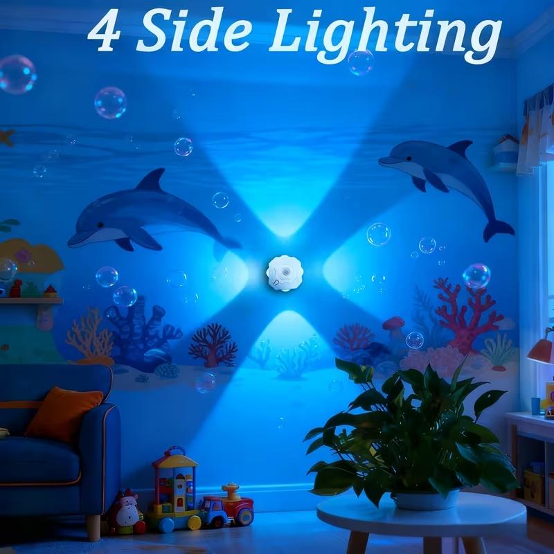 1Pc 4-Head Cat Eye LED Wall Light, Motion Sensor & Touch Control, RGB Color Adjustable USB Rechargeable Night Light, Wall-Mounted for Living Room Bedroom Closet, Suitable for Christmas, Valentine's Day and Halloween atmosphere decoration