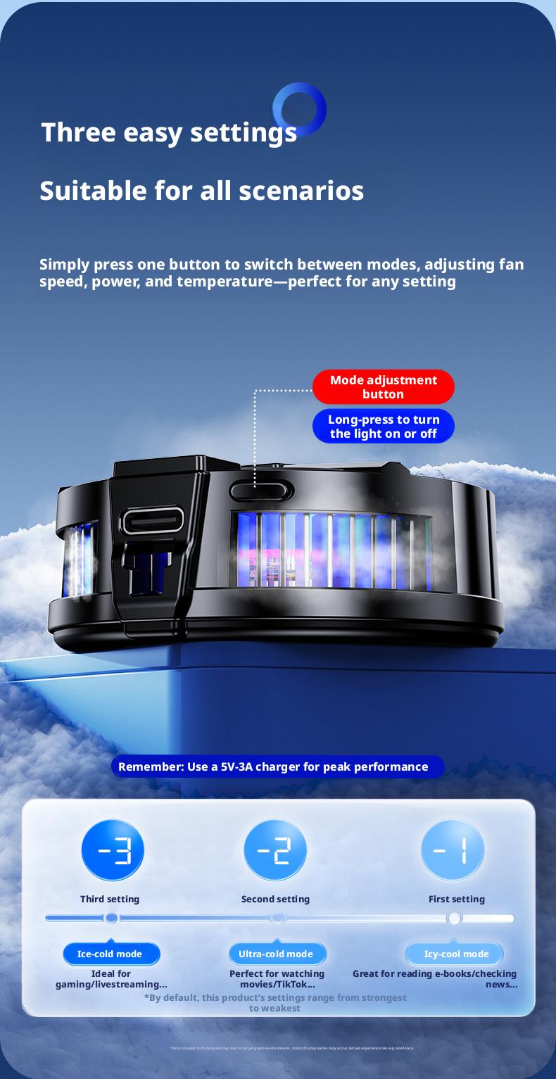 2026 New Magnetic Semiconductor Phone Cooler TL07 Frosty Digital Display Version Light-Off Cooling Artifact for Gaming & Hot Days