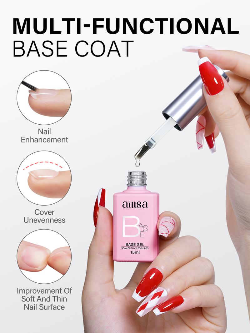 Aillsa Medium Square French Tip Nails Set - 180pcs Soft Gel Nail Tips in 15 sizes, Mini UV Lamp, Base and Top coat, Acrylic Fake Nails Gift For Women nail glue