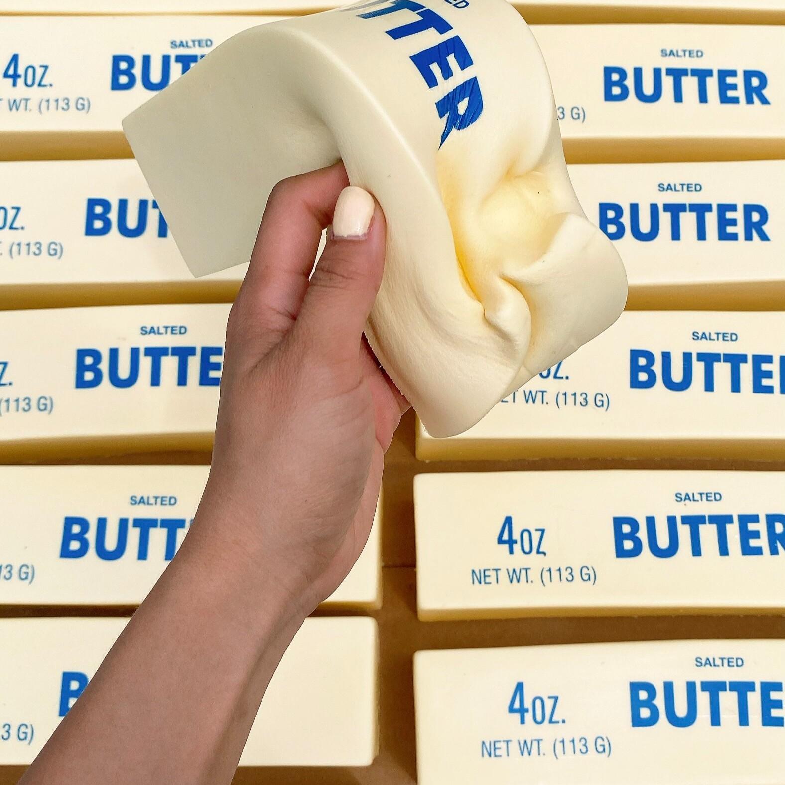 1pc Butter Stress Relief Squeeze Toy, Wet Soft Slow Sticky Fragrant Fake Butter Strip, Slow Rebound Squeeze Toy, Stress Relief Model Prop