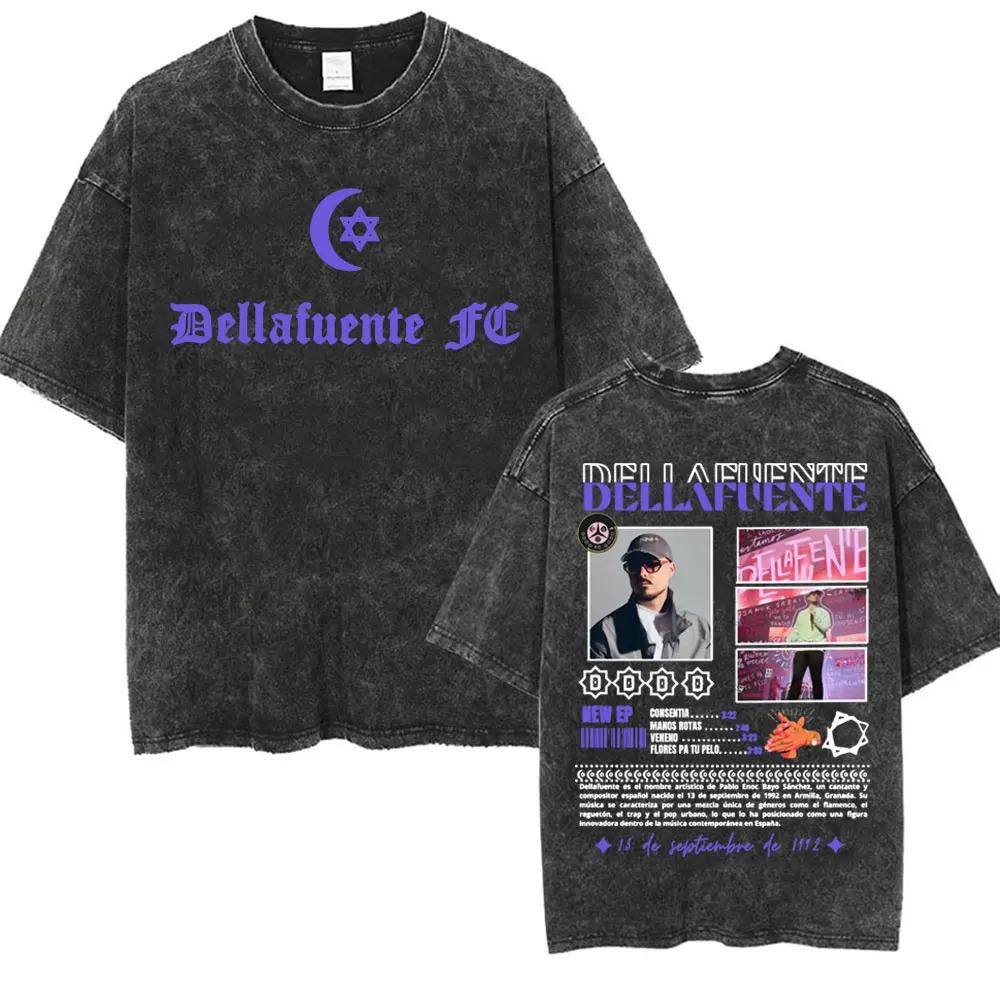 Rapper Dellafuente 2025 Tour Vintage Washed T-shirt Men Women Summer Fashion Short Sleeve T Shirt Oversized 100% Cotton T Shirts