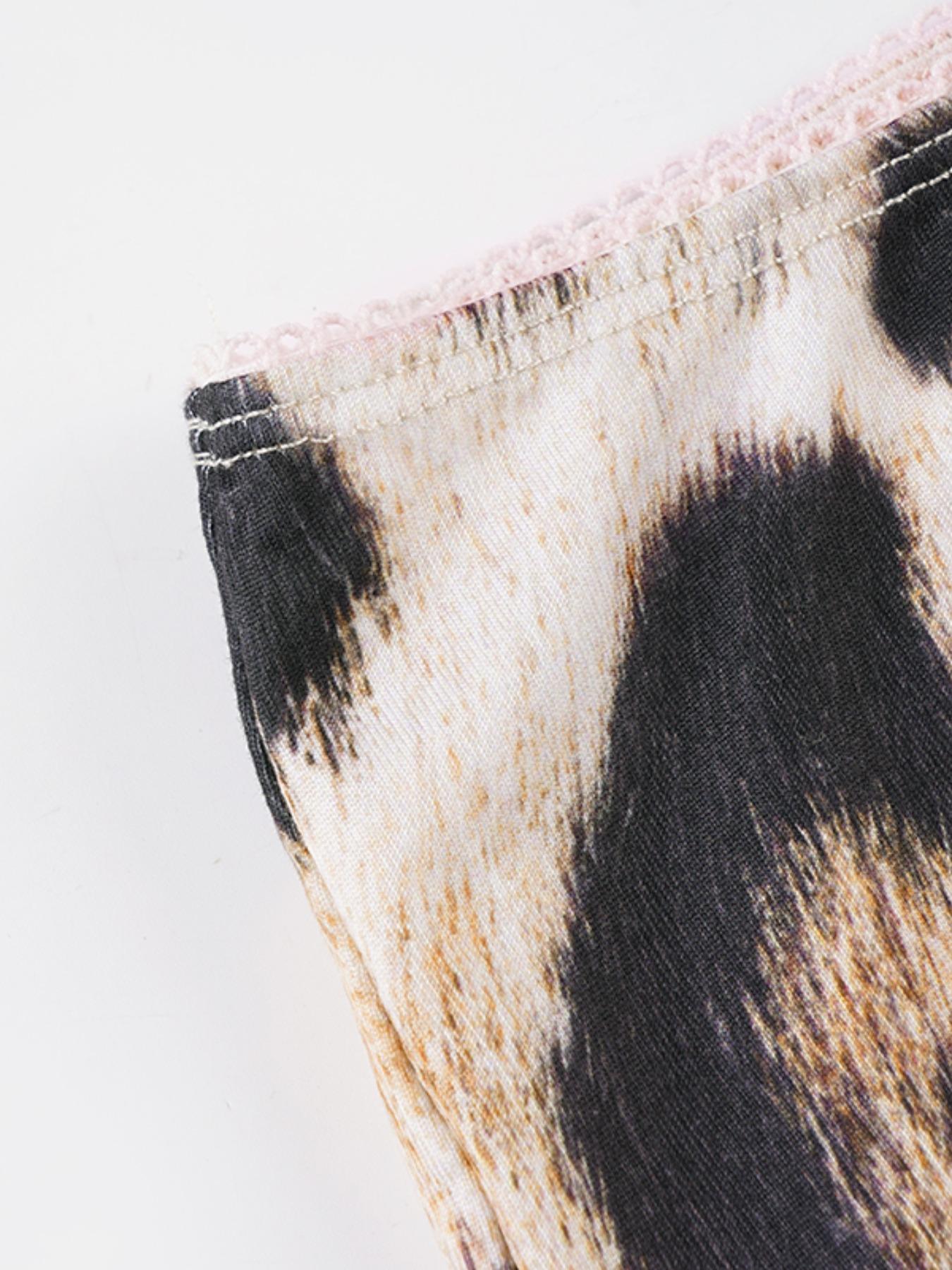 Lace Trim Leopard Print Spaghetti Strap Top & High Waist Shorts Set, Y2K Style Summer, Slim-Fit Women's Clothing