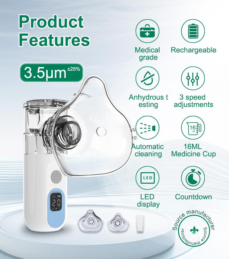 Mesh Nebulizer Portable Handheld USB Nebulizer with LED Display for On-the-Go Use and Easy Monitoring