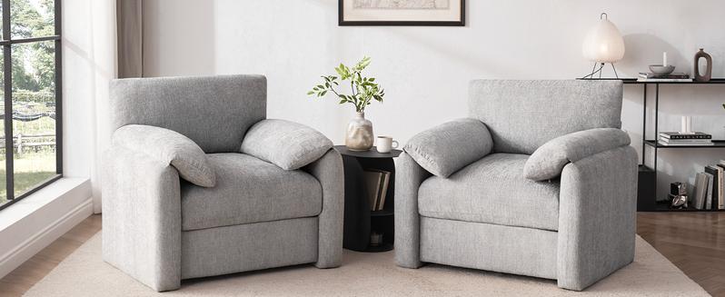 Chenille Oversized Armchair, 38.6" Wide Accent Chairs for Living Room & Bedroom Modern Lounge Chair, Upholstered Mid-Century Reading Chair, Comfy Living Room Chair, Single Sofa Chair