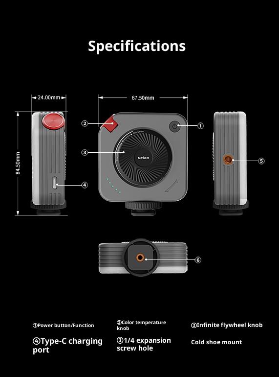 Portable Rechargeable Smartphone Fill Light - Adjustable Temperature Modes, Dual-Color On-Location Lighting for Live Streaming, Photography, Ideal Camera & Phone Tech Accessories Gift