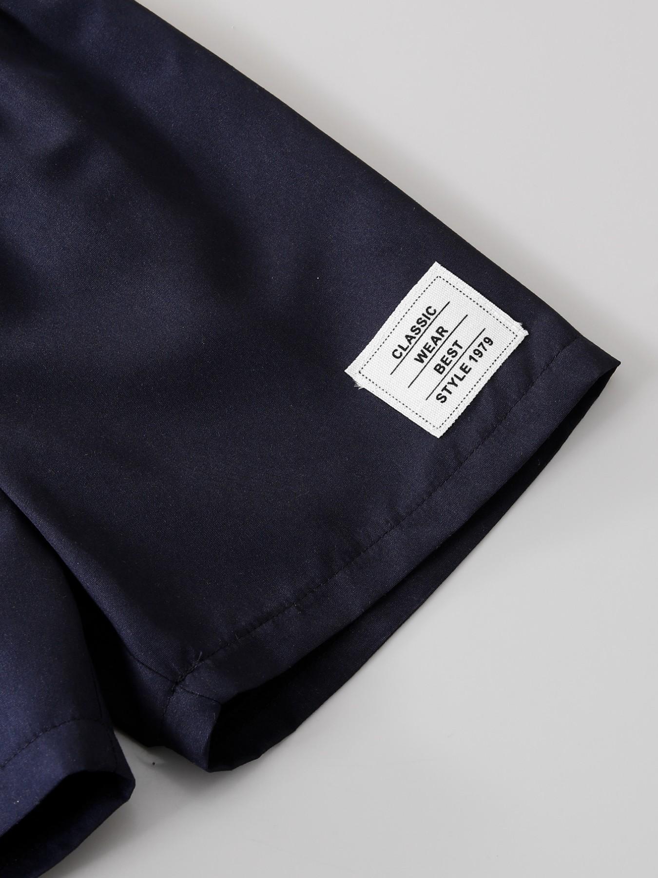 Boys' Summer New Set, Button Front Collar Shirt Short Sleeve Fake Two-Piece Design, Navy and Stripes, Breathable Shorts, 2 Pieces