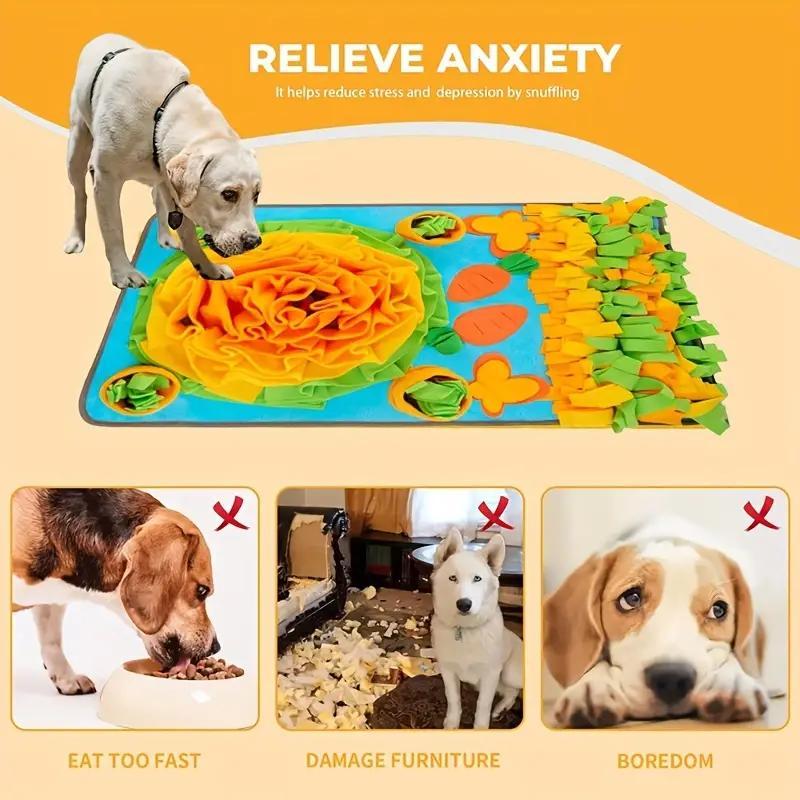 Interactive Dog Sniffing Mat, Dura Poly Fiber Feeding Blanket, Slow Feeder & Search Skills Toy, Scented Food & Hidden Treats, All Breeds
