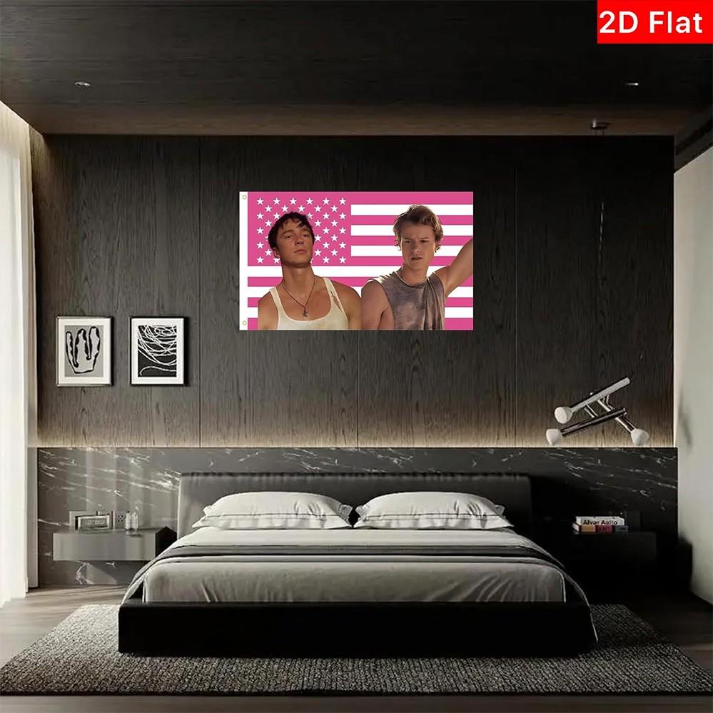 2D Flat Banner 1pc, Jj and Rafe Tapestry, Fun Outer Banks Flag, Polyester Banner, University Dorm Room Bedroom Outdoor Party Decor, No Power Needed