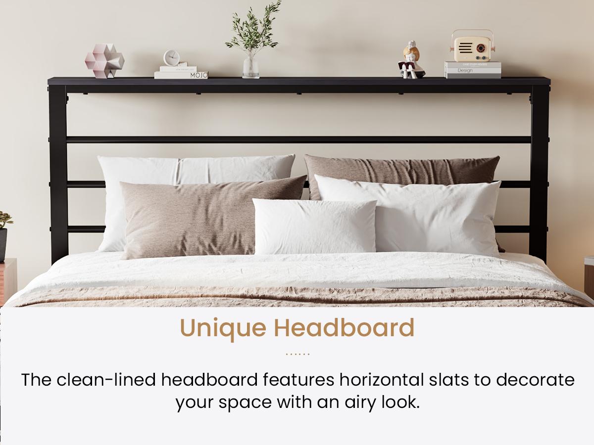 SHA CERLIN Bed Frame with Headboard Shelf,【Frame Only No Mattress】 Heavy Duty Platform Bed Frame with Strong Metal Foundation, No Box Spring Needed#ChristmasGifts#TikTokShopBlackFriday