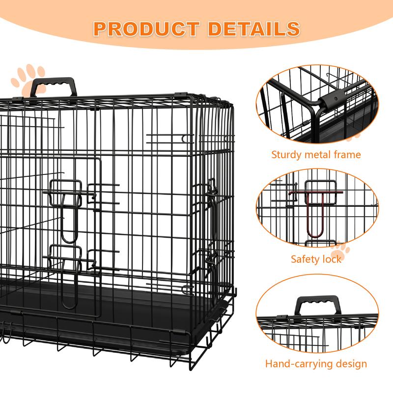 【TikTokShopfalldealsforyou】Foldable Metal Dog Crate with Divider and Leak-Proof Tray, Double Door Wire Kennel for Medium to Large Dogs, Indoor Outdoor Travel Use, 30/36/42/48 Inch 【TikTokShopfalldealsforyou】Foldable Metal Dog Crate with Divider and Leak-Proof Tray, Double Door Wire Kennel for Medium to Large Dogs, Indoor Outdoor Travel Use, 30/36/42/48 Inch