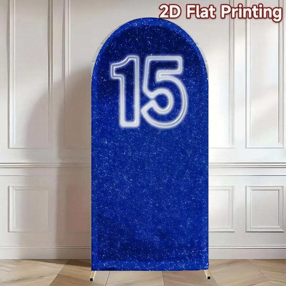 Sparkling Blue 15th Birthday Arch Covers Stretchy Backdrop – Butterfly Theme, Perfect for Quinceanera & Sweet 15 Birthday Party Photo Backdrop