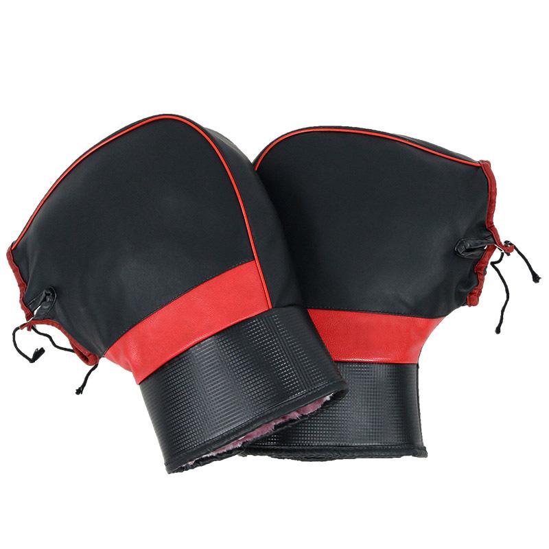 Winter Motorcycle Handlebar Covers, Electric Bike Windproof Gloves, Fleece Lined Thick Reflective Strips, Cross-Border