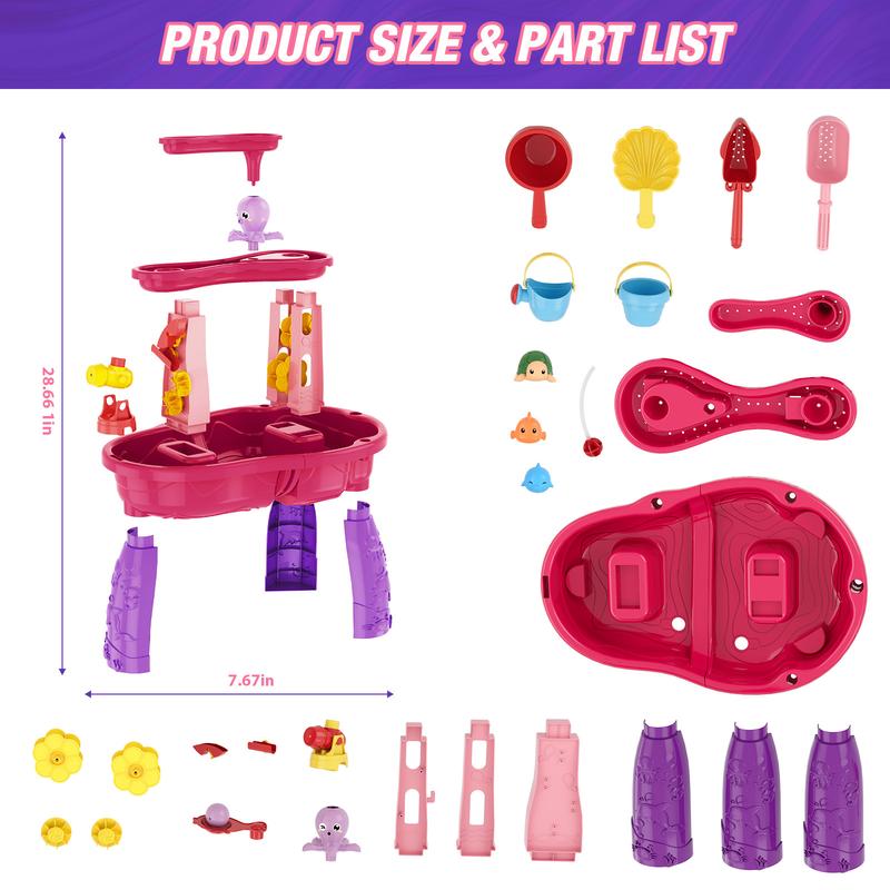 Water Table for Toddlers, 3-Tier Kids Splash Sand Table Water Toys, Rain Showers Splash Pond for Outdoor Beach Backyard Summer, Activity Sensory Play Table for Boys Girls,Birthday Christmas Halloween Thanksgiving Gifts. Water Table for Toddlers, 3-Tier Kids Splash Sand Table Water Toys, Rain Showers Splash Pond for Outdoor Beach Backyard Summer, Activity Sensory Play Table for Boys Girls,Birthday Christmas Halloween Thanksgiving Gifts.