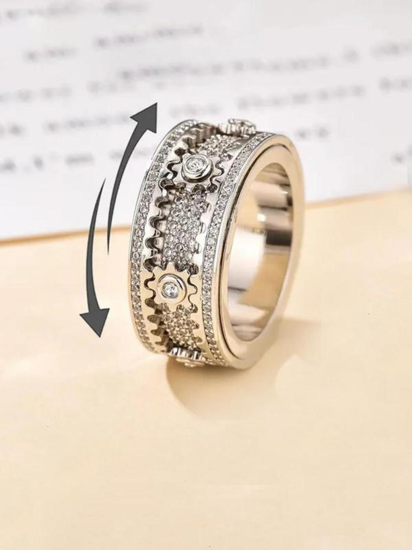 Creative Gear Design Rhinestone Ring, Elegant Fashion Jewelry for Men and Women, Perfect Gift for Birthdays, Anniversaries, Graduations