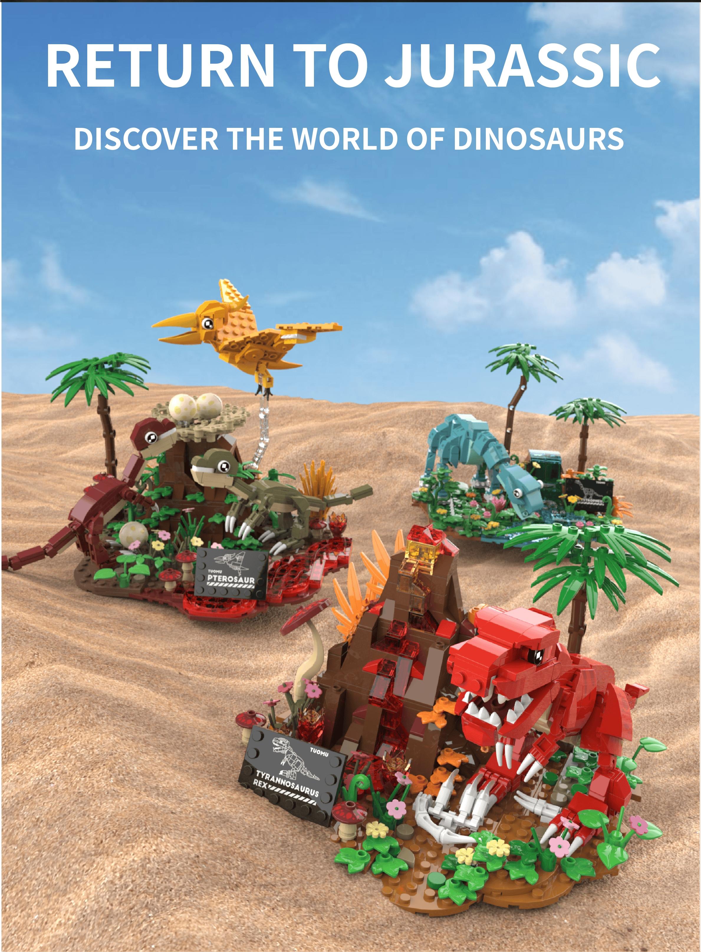 Dinosaur World Building Set, Pterosaur Bird Model DIY Creative Toy, Mini Brick Scene, Desk Decor, Fun Assembly Hobby, Gift for All Ages