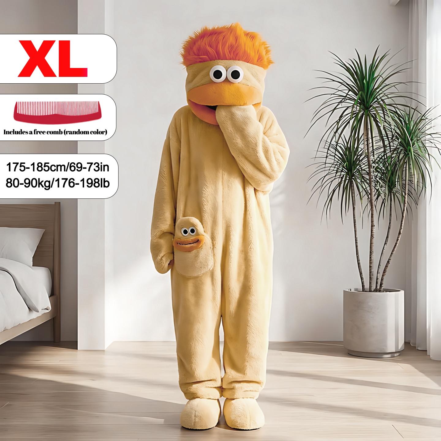 Funny Onesie Set, Comfortable Loose Hooded Flannel Pajamas - 3 Piece Set Includes Sleepwear + Comb + Shoes, Soft Skin-Friendly Long Nightgown