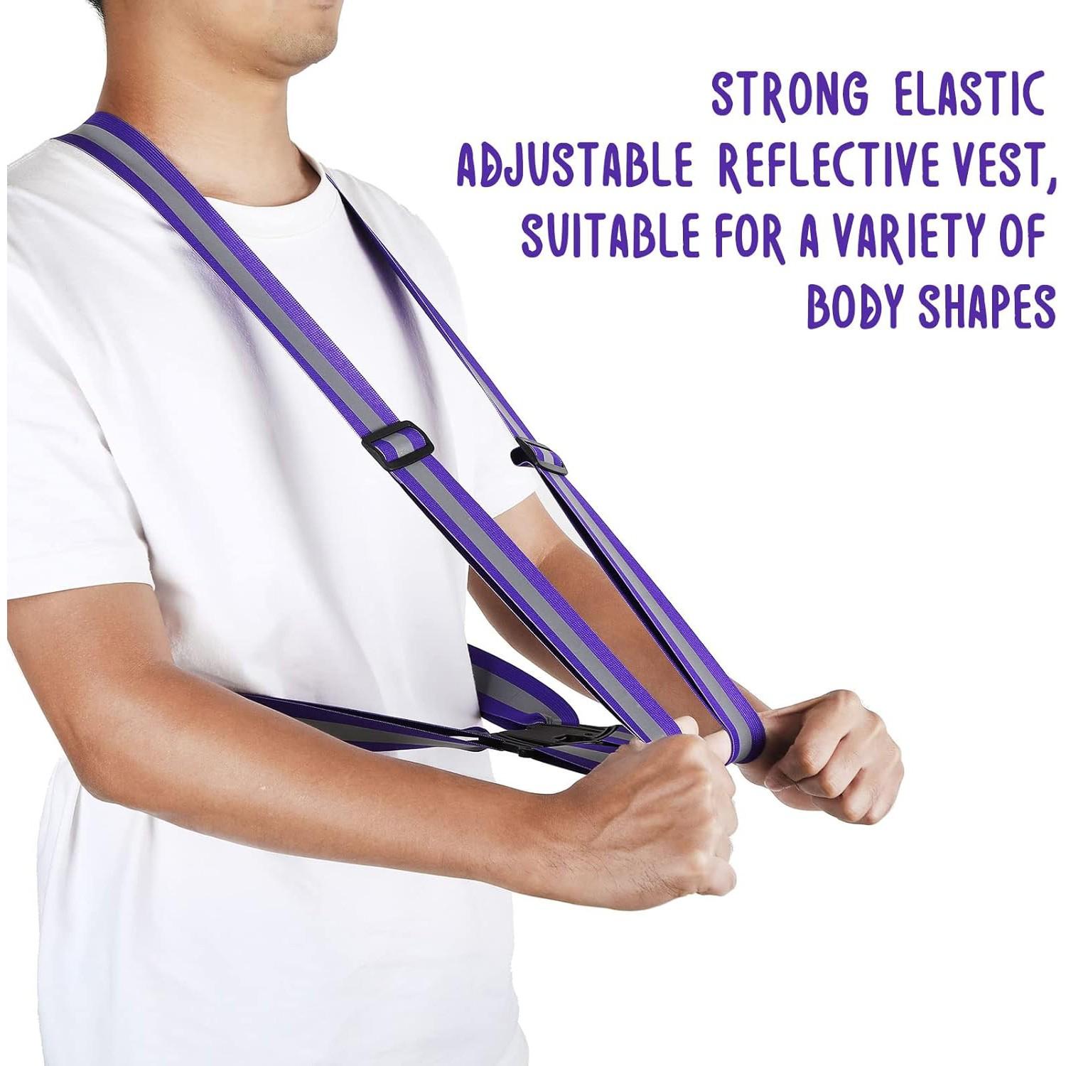 3-Piece Reflective Running Straps Set, Night Running Safety Vest, Cycling Reflective Jacket, Adjustable High Visibility Safety Reflective Vest, High Brightness Reflective Belt & Straps