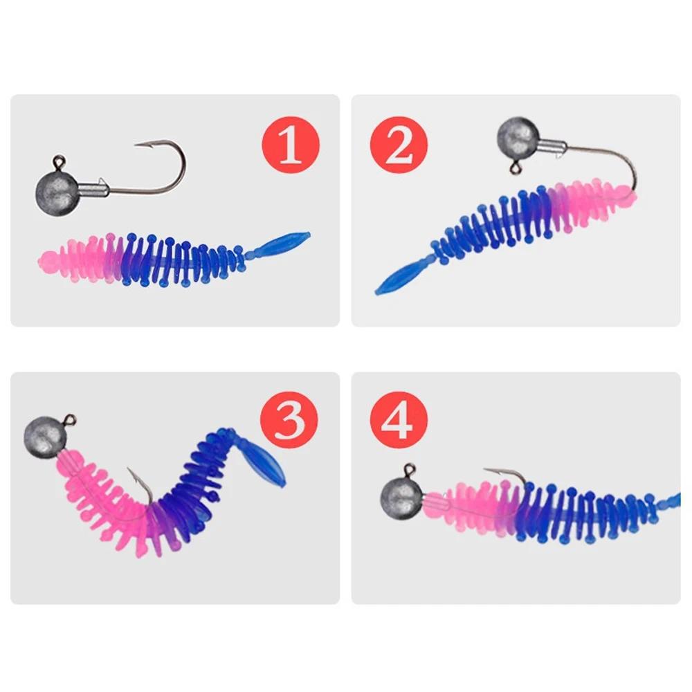 Micro Bionic Threaded Soft Lure Kit: 5.5cm 1.2g High-Sensitivity Silicone Baits, Fresh & Saltwater Fishing Gear, Multi-Color Portable Upgrade, Essential Soft Worms for Lure Fishing.