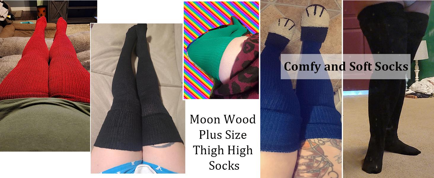 Plus Size Womens Thigh High Socks for Thick Thighs- Extra Long & Thick Over the Knee Stockings- Leg Warmer Boot Socks thigh socks