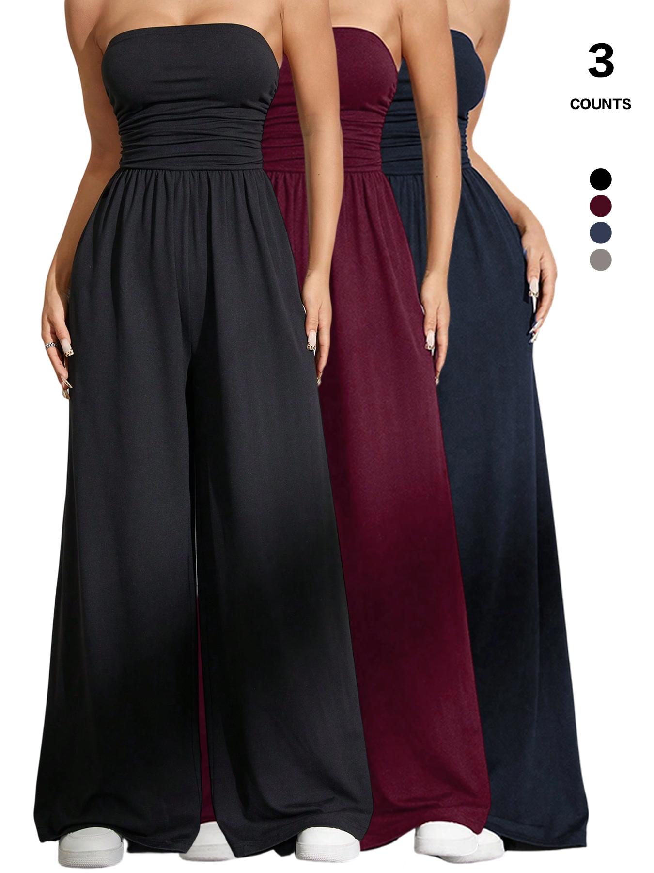 2026 Solid Color Casual Sleeveless Pleated Loose Jumpsuit Womenswear Basic