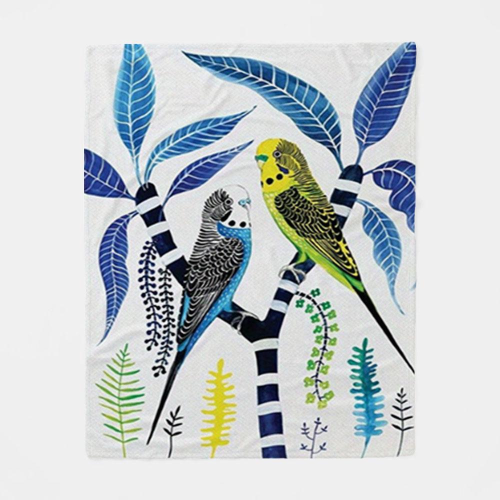 Blanket, single-sided printed, Chinese-style parrot 2D pattern, soft, comfortable, durable and odorless, thick fur blanket, bedroom warming blanket, couple exclusive blanket, extra-large sofa bla