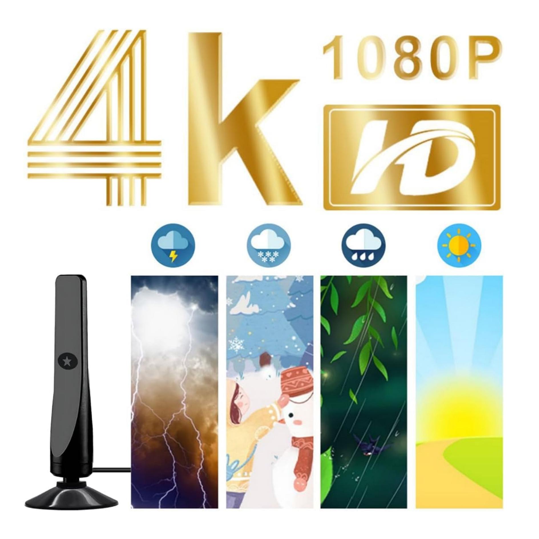 Portable Digital TV Antenna, Indoor/outdoor, Free Channels, Atsc 3.0, Dvb-T2, Uhf/vhf, Plug-And-Play, Home, Apartment, Hotel Use