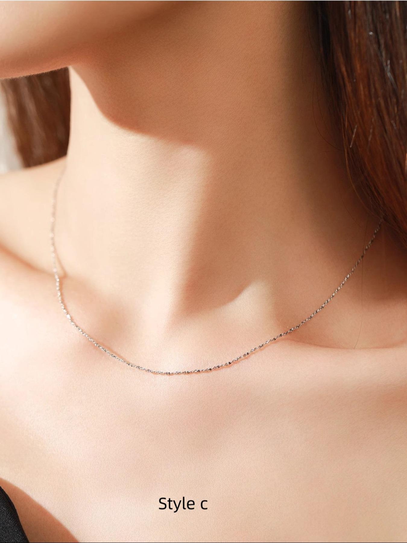 925 Sterling Silver Elegant Chain Necklace, Fashion Jewelry for Party, Daily Clothing Decor, Trendy All-match & Exquisite Jewelry for Birthday Gift, Cuban Chain, Cuban Chain Link