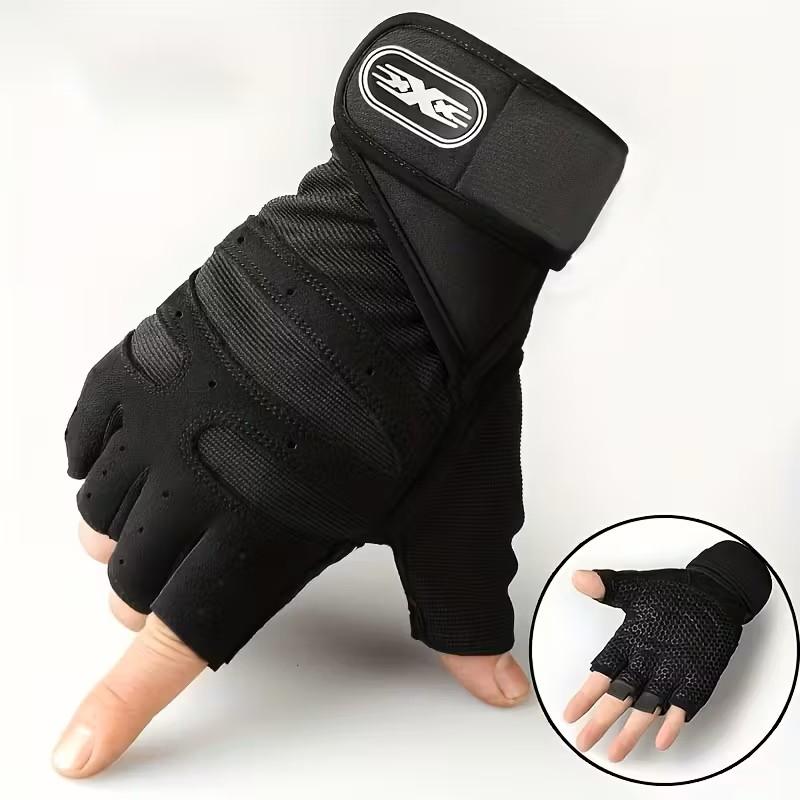 Half-Finger Gym Gloves - Black, Red & Blue Workout Gloves for Men & Women, Ideal for Cycling, Weightlifting & Fitness Enthusiasts, Sports Gloves, Fitness Exercise Accessories | Gloves | Durable Woven Fabric