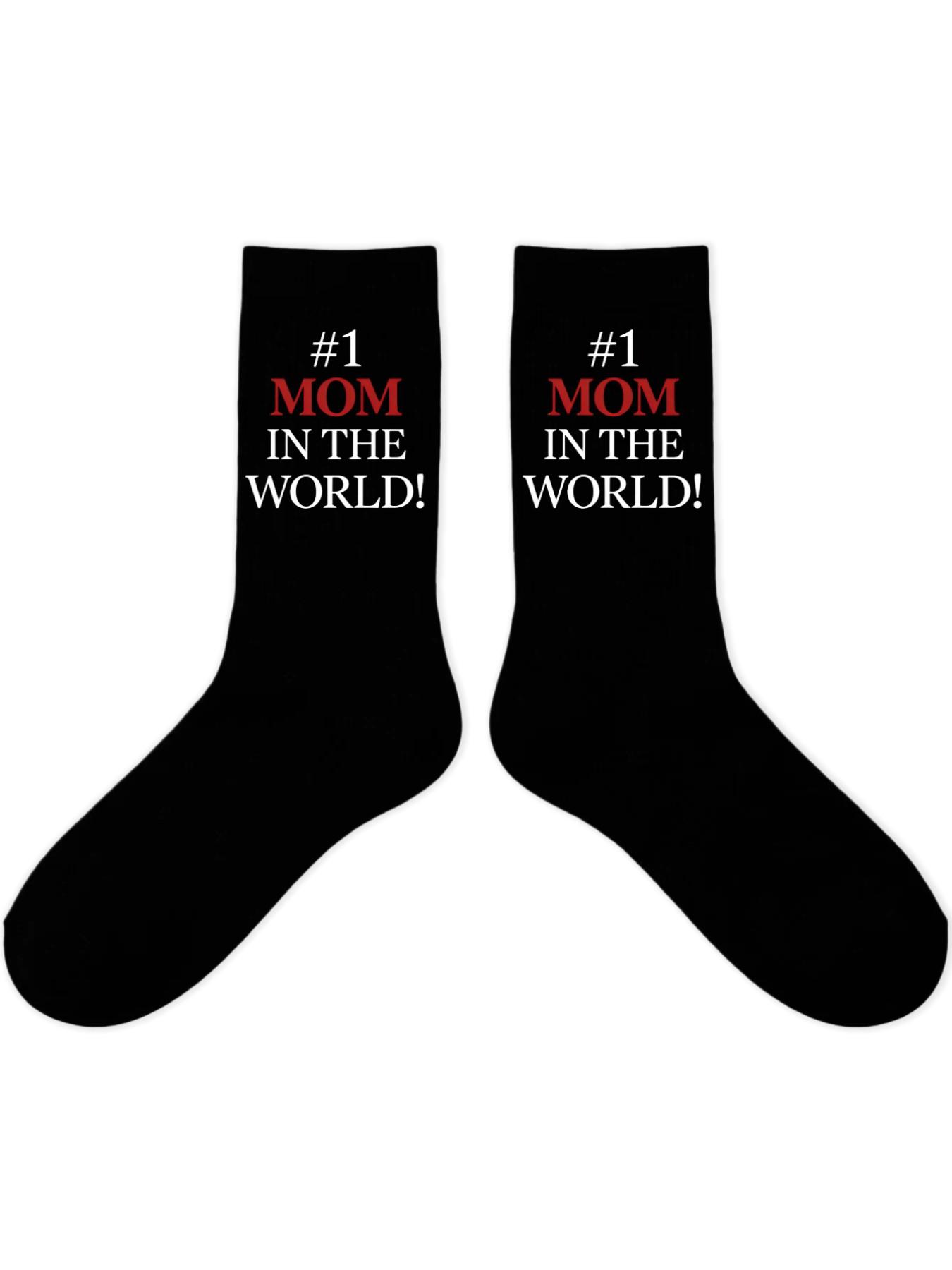 1/3pairs“#1 Mom in the world” Socks and Ankle Socks—Featuring unique and creative designs, these make adorable gifts for Mom on Mother's Day, her birthday, or Valentine's Day; fun socks suitable for everyone, young and old, men and women alike