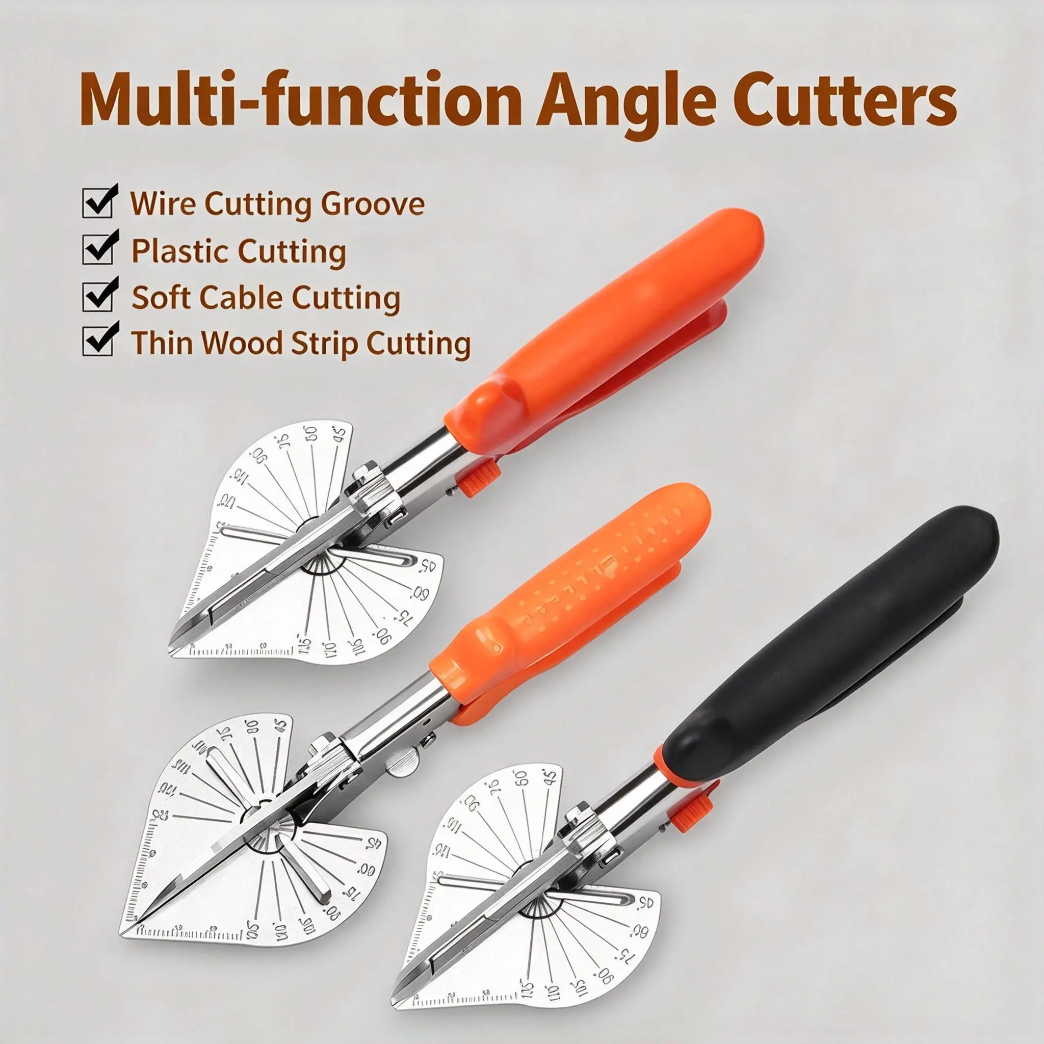 45° - 135° Angle Miter Shear Cutter, Multi-Function Trunking Scissors, Quarter Round Cutting Tool for Cutting PVC PPR PE Pipe, Soft Wood, Branch, Wire, DIY Toy Gift, Including 2 Spare Blade