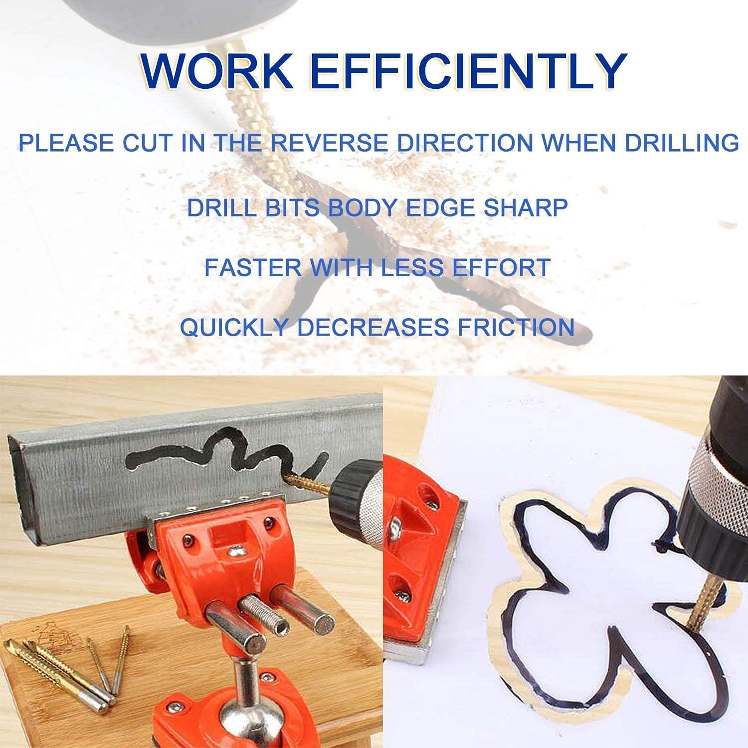 6 Piece Titanium Coated High Speed Steel Drill Bit Set, Step Drill Bits, Metal Processing & Wood Drilling, Sharp Teeth Design, Rust Proof Coating, Electric Tool Accessories, Cutting