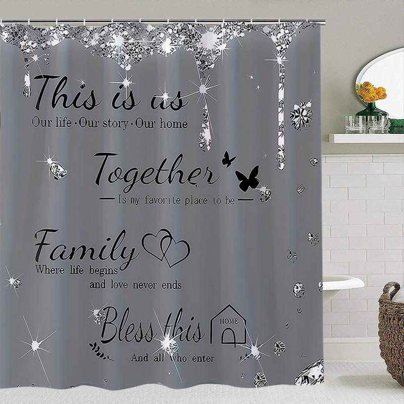 Creative Diamond Painting Shower Curtain Set, Anti-Slip Mat Included, Waterproof Bathroom Decor Accessories, Easy Installation