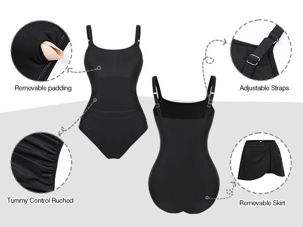 Blooming Jelly Push Up Swim Dress Womens One Piece Tummy Control Swimsuits Full Coverage Bathing Suit  2026