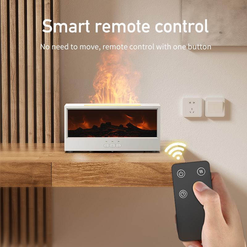 Flame Essential Oil Fireplace Diffuser, Remote Control Humidifier, Aroma Diffuser Humidifiers, 150ML Ultrasonic Cool Mist, 7 Color Lights, Timer, Auto Shut off