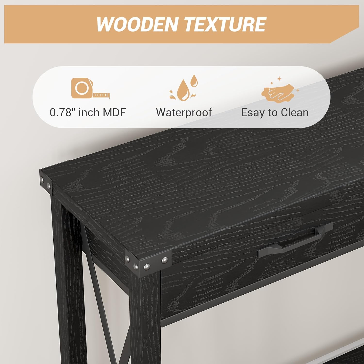 31" Industrial Console Table with Drawers and Open Shelf, 2-Tier Narrow Sofa Table for Entryway, Hallway, or Behind Couch, Rustic Grey Foyer Table for Living Room Storage