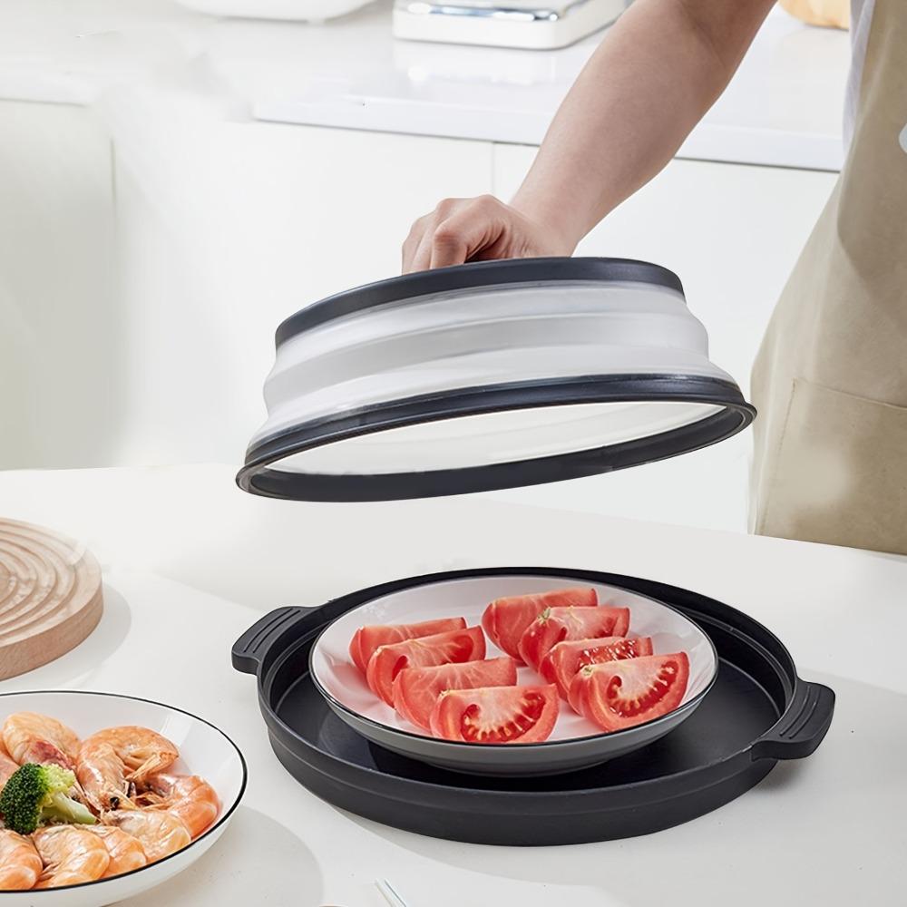 1pc Foldable Food Splash Guard, Transparent, Multi-layer, Kitchen Splash Cover with Vent Holes