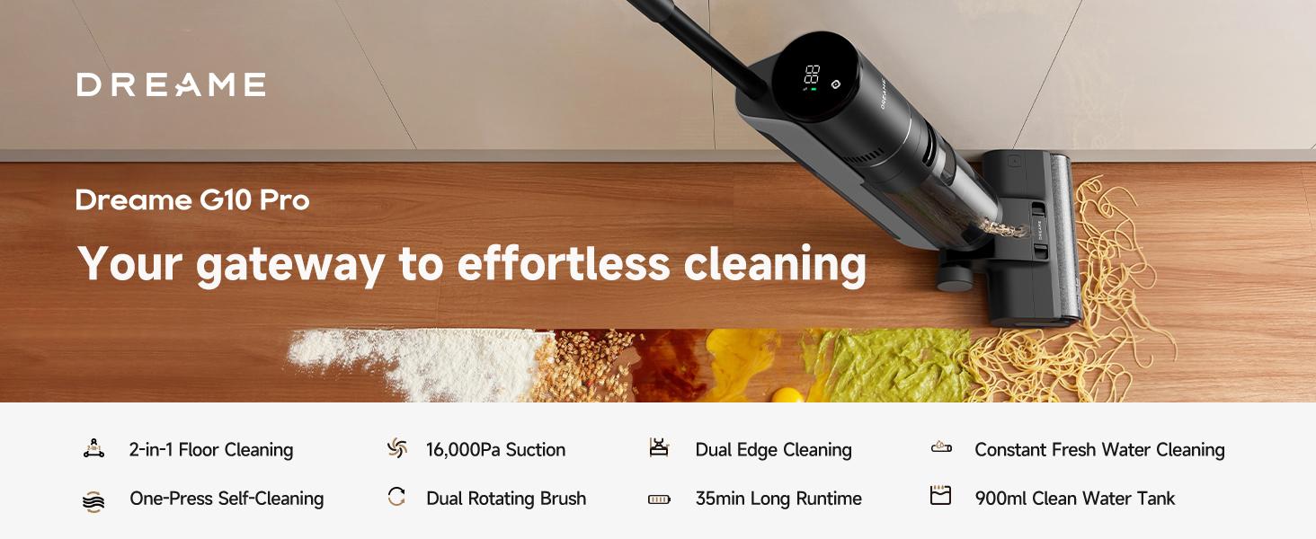 DREAME G10 Pro SE Vacuum Mop, Wet Dry Vacuum Cleaner, Cordless Vacuum Mop All in One for Hard Floors