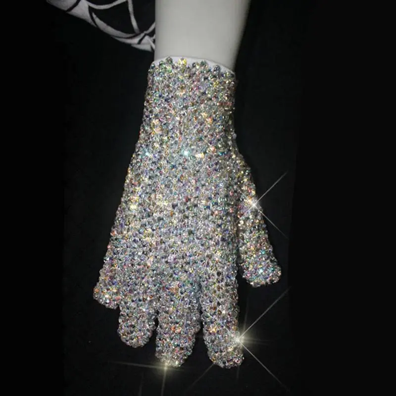 Cosplay Handmade Michael Jackson Colorful Both Side Crystal Rhinestone Handmade Performance Collection Glove