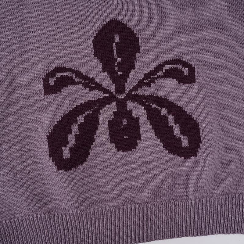 Autumn Winter New Fashion Casual Vintage Floral Jacquard Knitting Slim Fit Long Sleeve Sweater V Neck Y2K Aesthetic Pullover Knitwear Womenswear