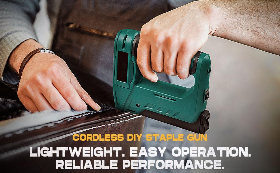 Electric Staple Gun for Wood - Cordless Stapler Gun with T50 Staples, USB Charger, Heavy Duty Satple Gun for Upholstering, Crafts, DIY, Carpentry, Material Repair