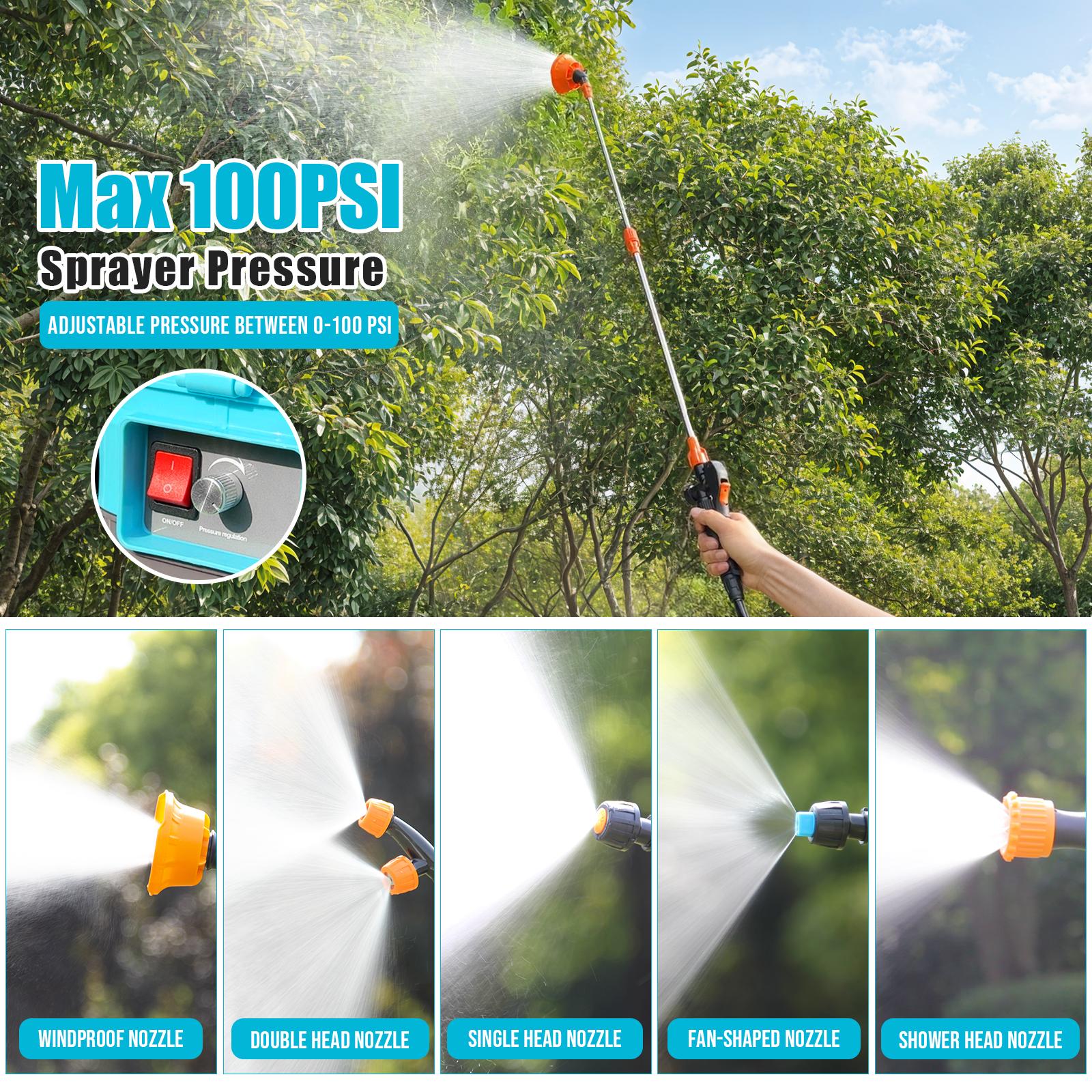 SideKing 4 Gallon 0-100 PSI Adjustable Pressure Sprayer Compatible with Makita 18V Battery Electric Sprayer with Wand 5 Nozzles 2.6Ah Battery Charger Included Home Pest Control Indoor Bug Killer