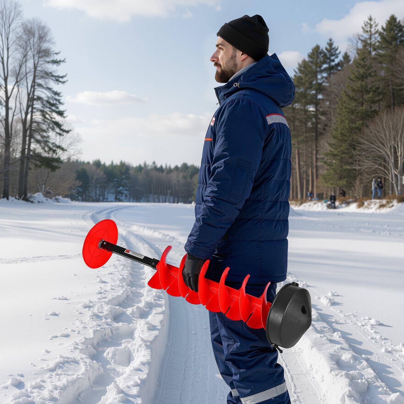 fathersdaygift  VEVOR Ice Auger Drill Bit, 8in Diameter 39in Length, Cordless Nylon Ice Fishing Augers With Extra 13.4in Extension Rod, Drill Adapter, Top Plate and Blade Guard